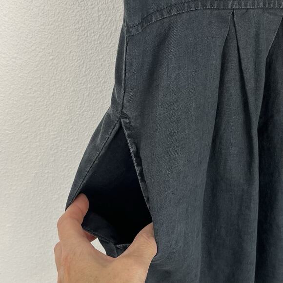 Eddie Bauer Women’s Linen Button Dress Sleeveless Pockets Charcoal Gray Large - Picture 4 of 8